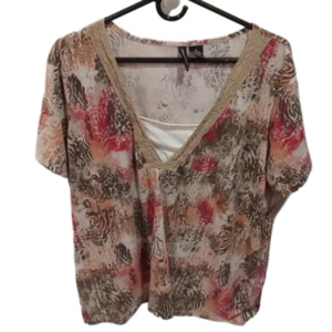 ( 276)  JASONMAXWELL SHORT SLEEVES LAYERED LOOK LACE TRIM SIZE 2X